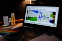 Notebook und Büromaterial